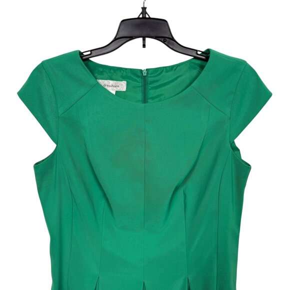 Dressbarn Skater Dress Womens 8 Emerald Green Pleated Career Cap Sleeve Dressy - Picture 5 of 7
